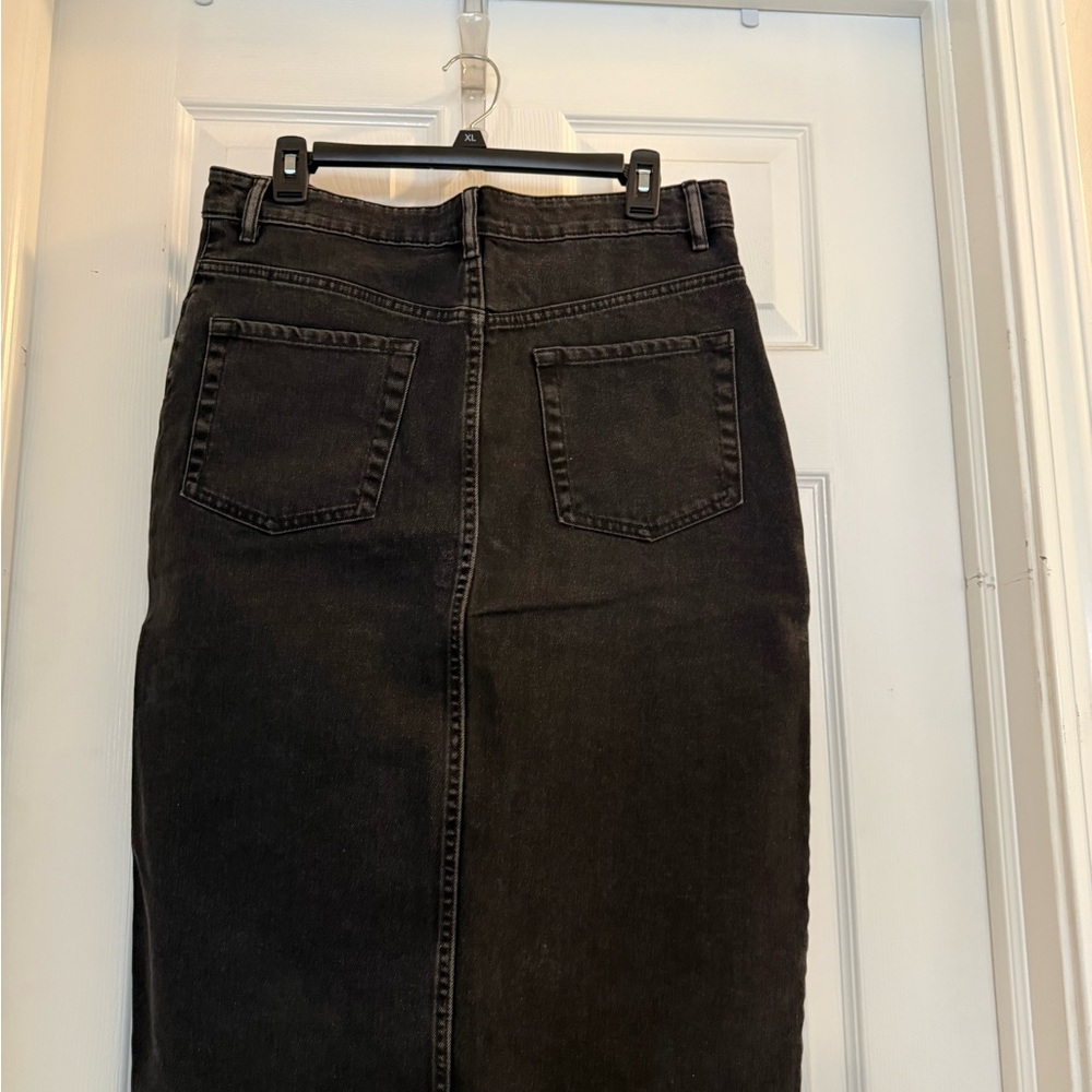 Zara Black High Low Denim Skirt